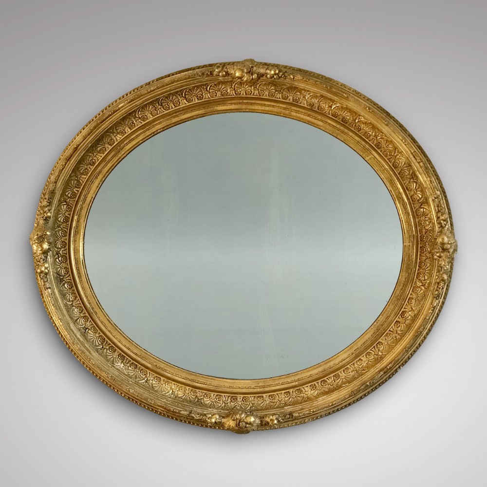 19th Century Oval Gilt Wood Mirror