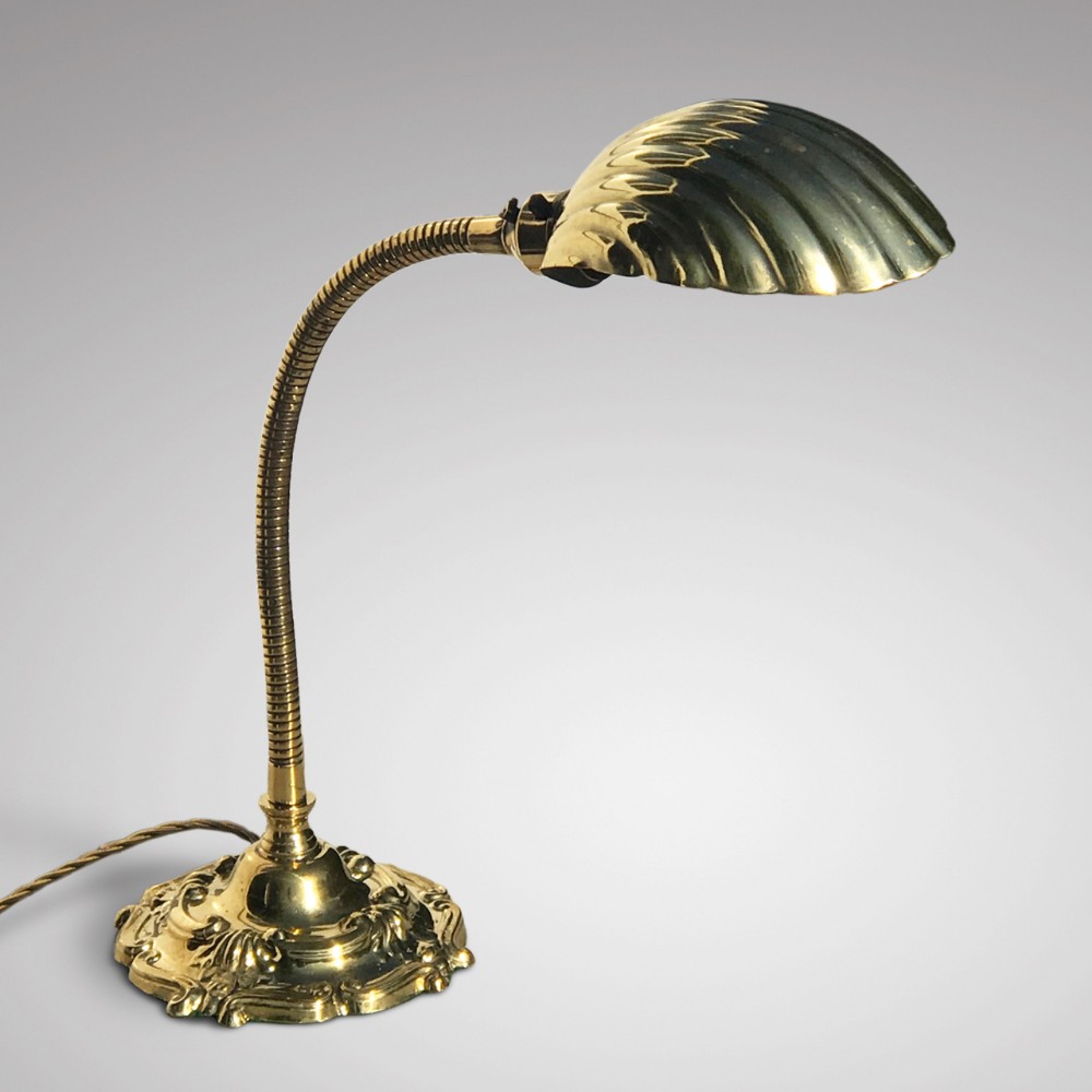 Edwardian Adjustable Brass Desk Lamp 