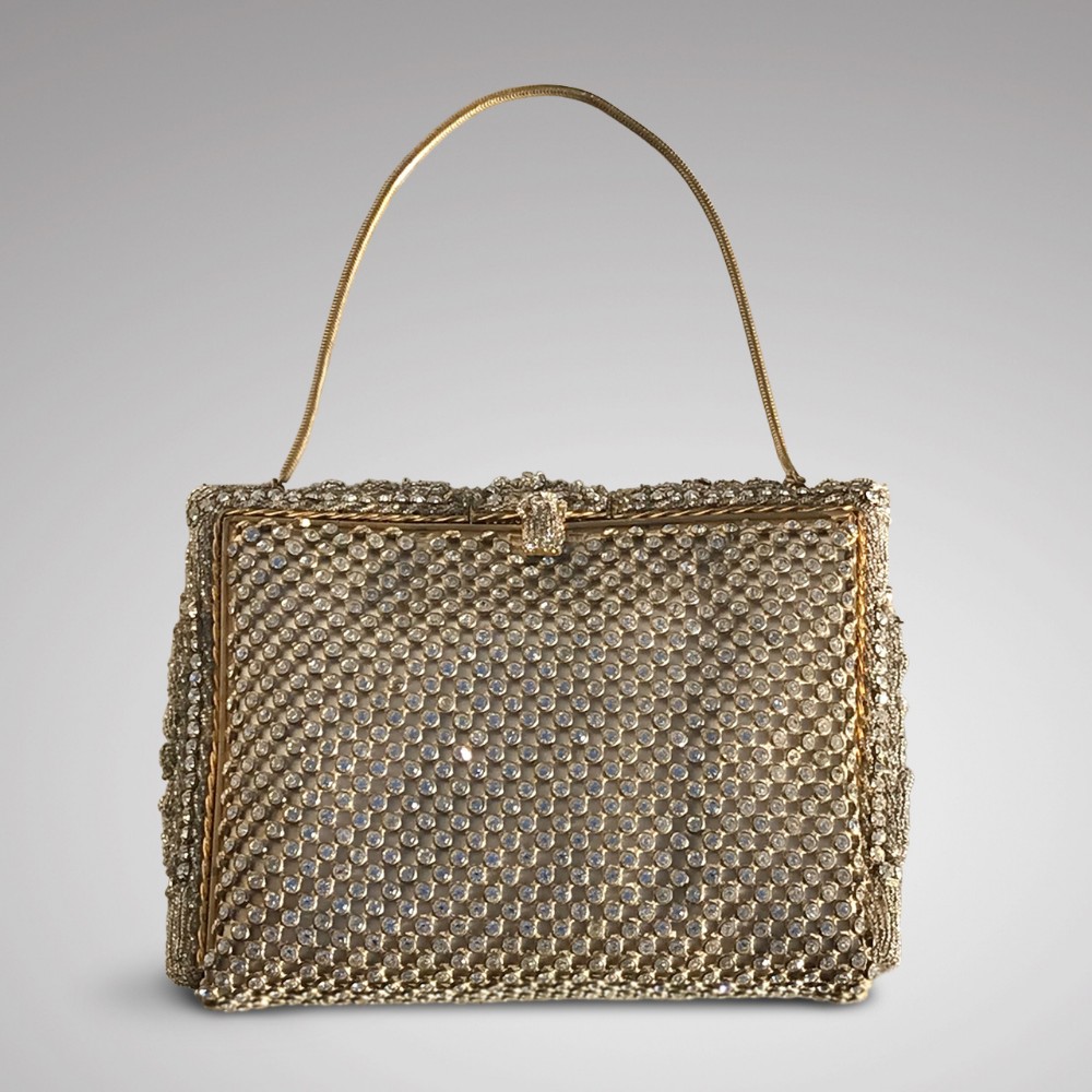 1950's French Diamante Evening Bag Compact