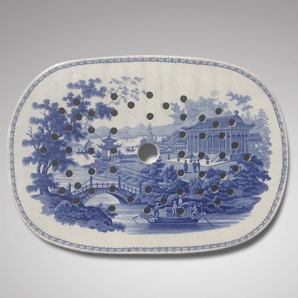 19th Century Staffordshire Minton Blue & White Drainer