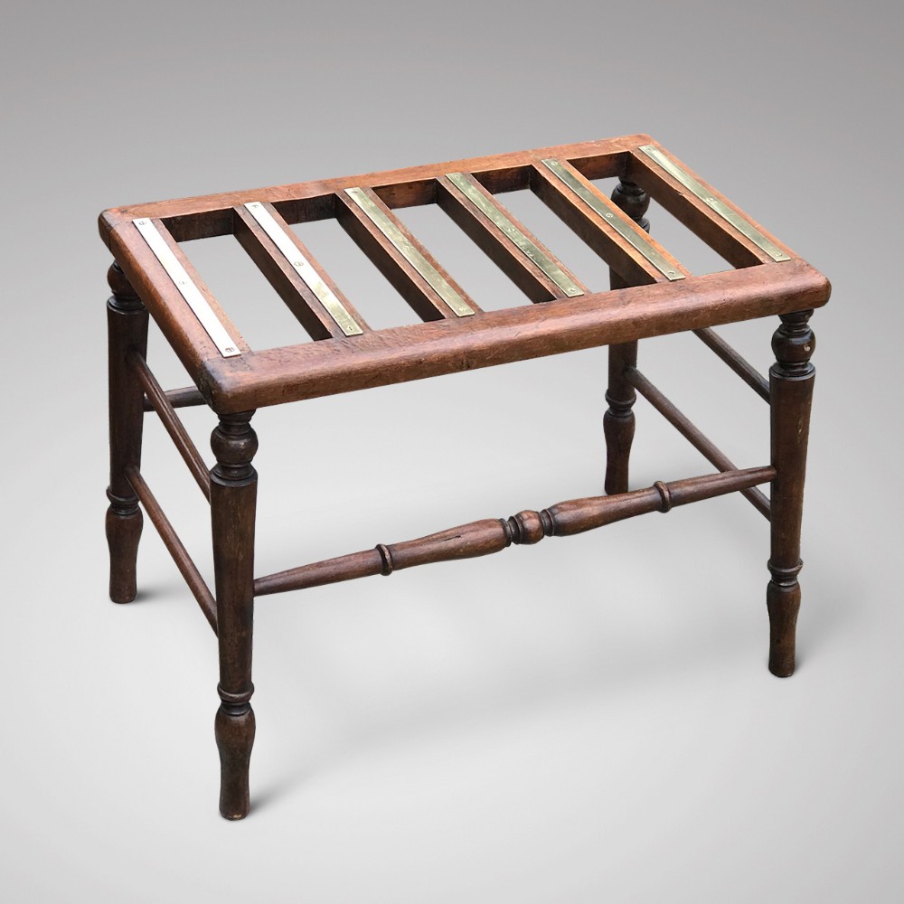 Early 20th Century Mahogany Luggage Rack with Brass Strips