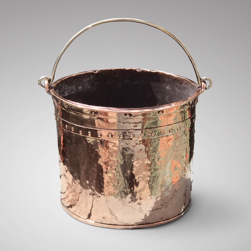 19th Century Riveted Copper Log Bin
