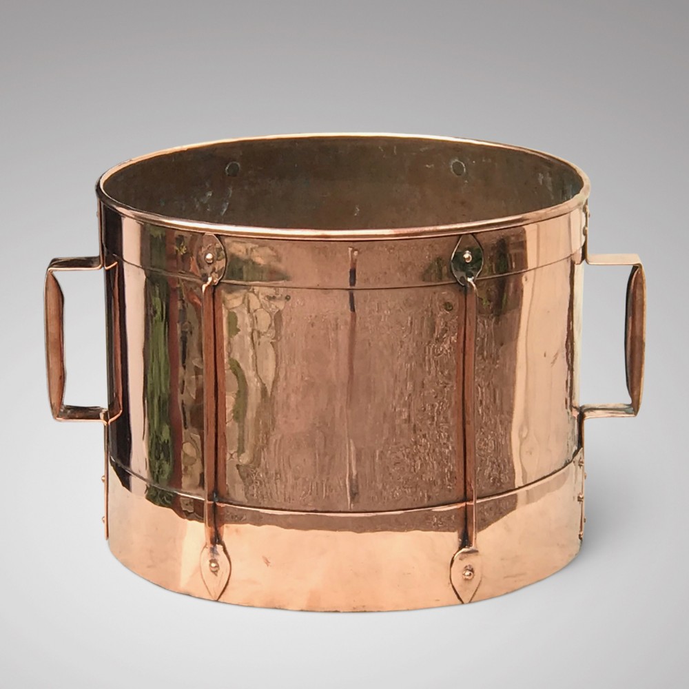 19th Century Arts & Crafts Twin Handled Copper BIn