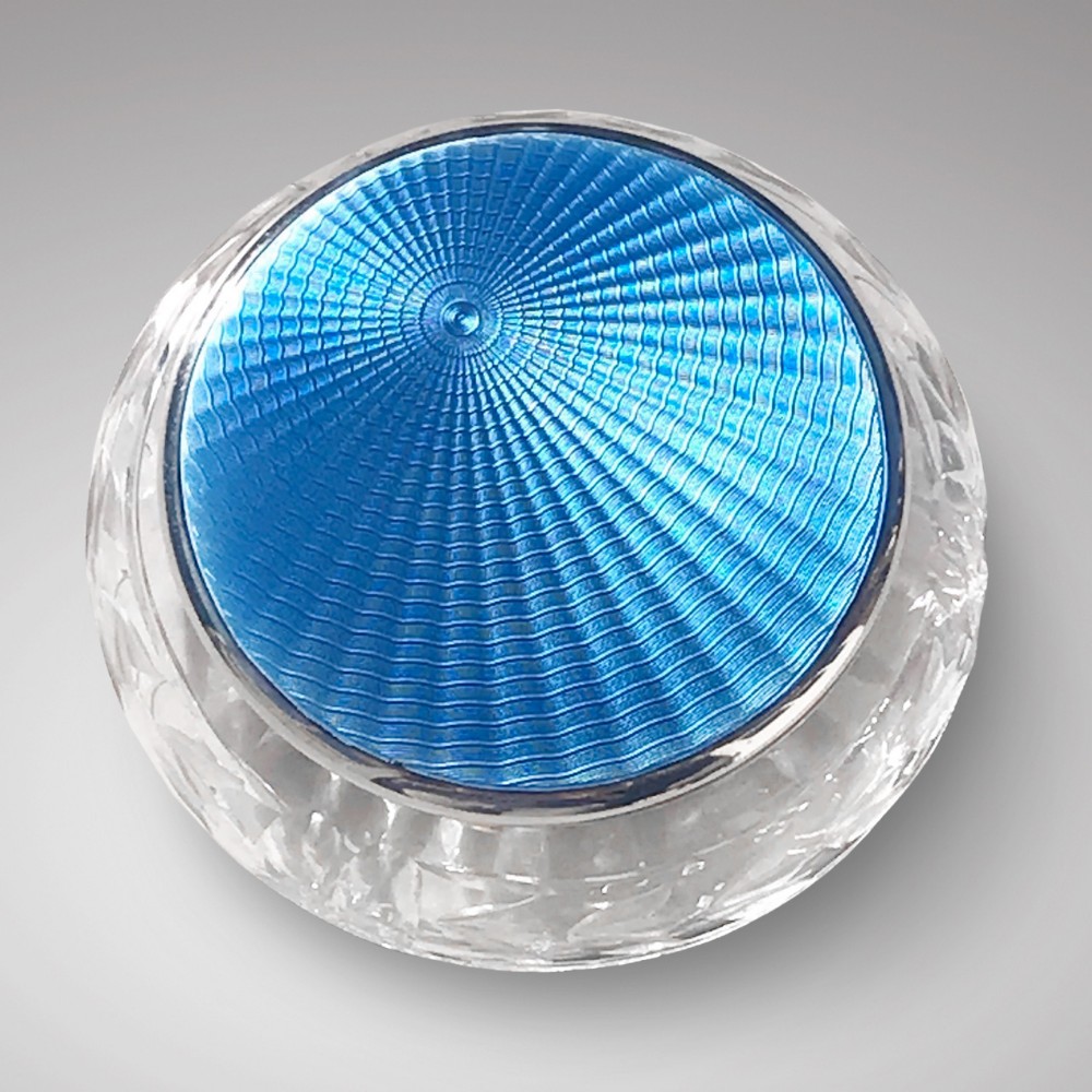 Webb Crystal Bowl with Sterling Siver & Enamel Top