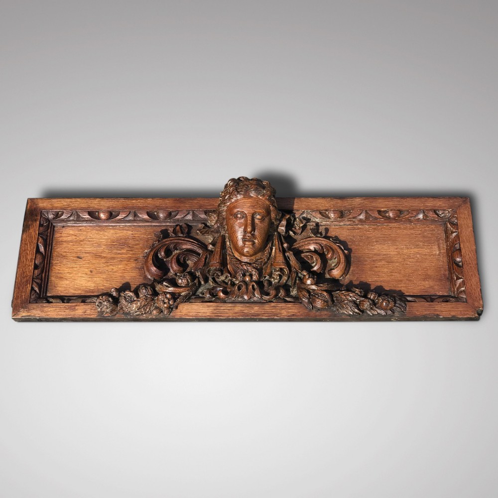 19th Century Carved Oak Pediment