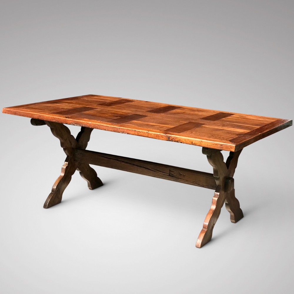 Antique French Oak Trestle Dining Table