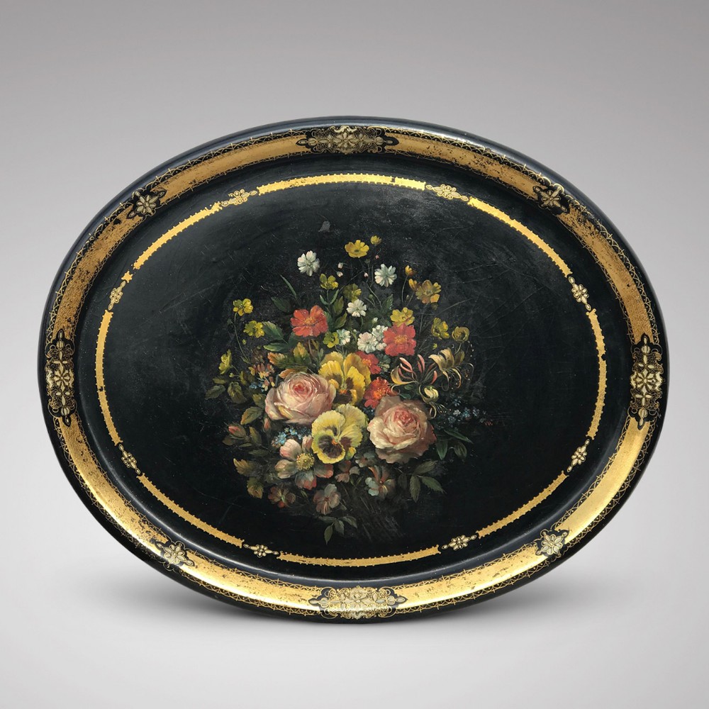 19th Century Oval Papier Mache Tray
