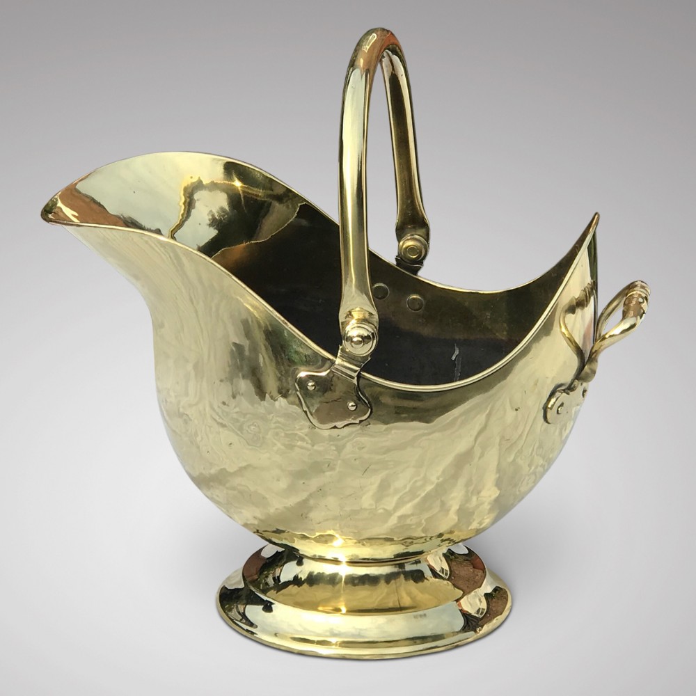 19th Century Brass Helmet Shaped Coal Scuttle