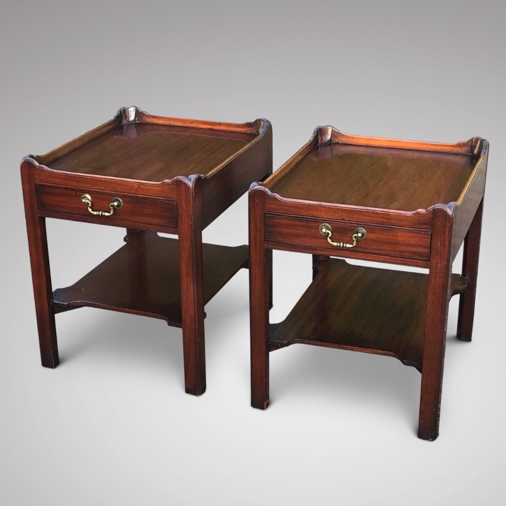Pair of Two Tier Mahogany Tray Top Lamp Tables