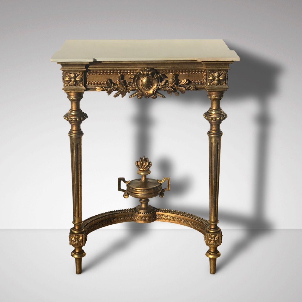 19th Century Giltwood Console Table with Marble Top