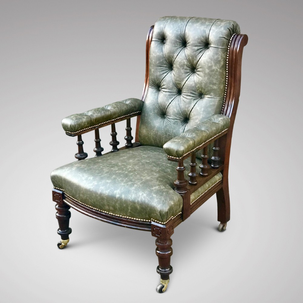 19th Century Leather Library Chair