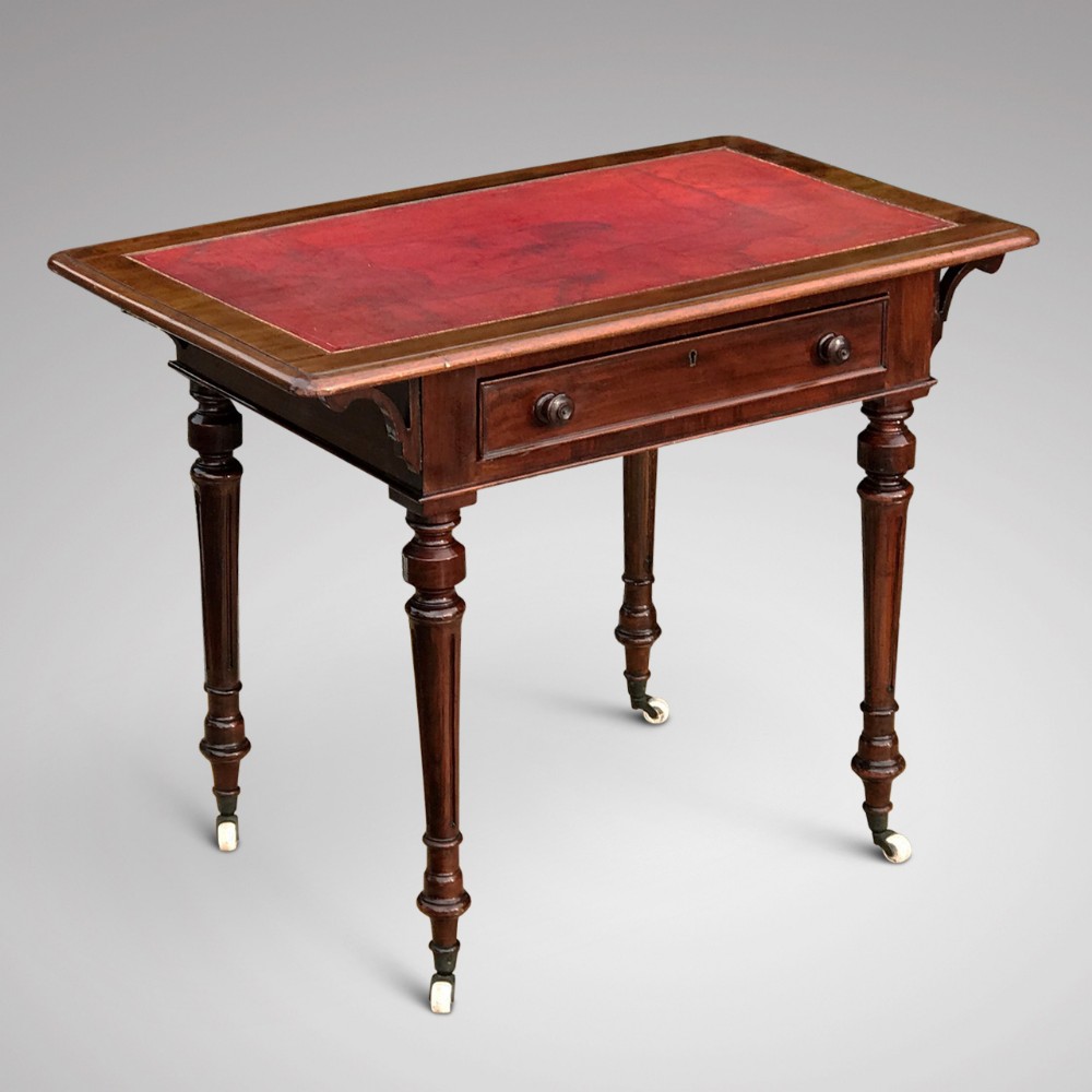 19th Century Mahogany Writing Table with Tooled Leather Top