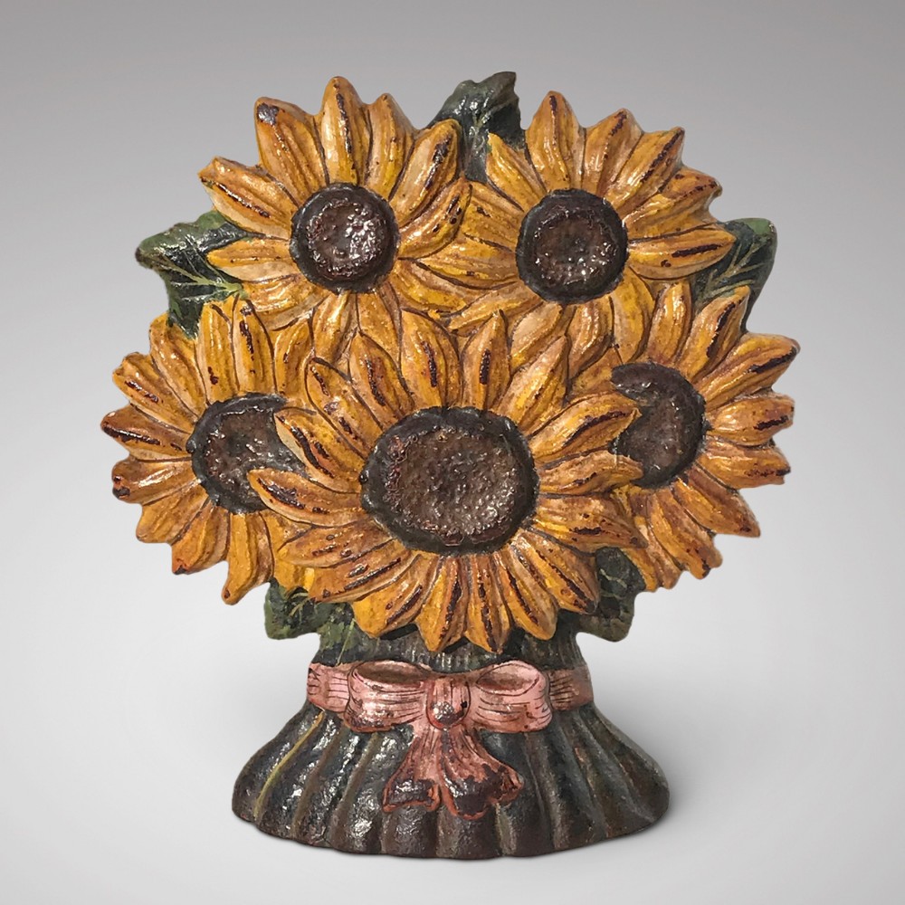19th Century Cast Iron Sunflower Door Stop