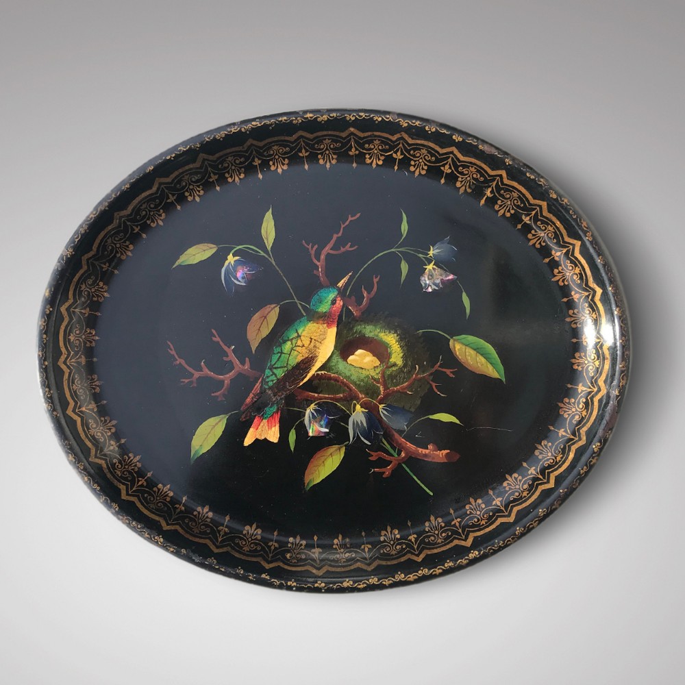 19th Century Toleware Tray with Mother of Pearl Inlay