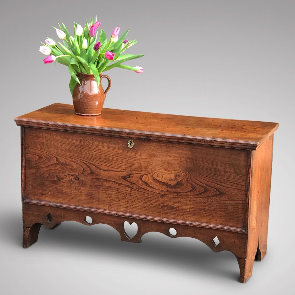 Georgian Elm Coffer with Heart Motif