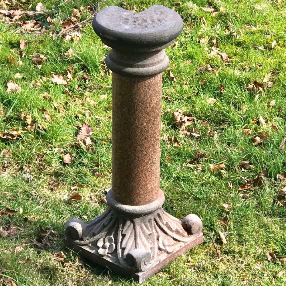 19th Century Rose Marble Pedestal on Carved Base
