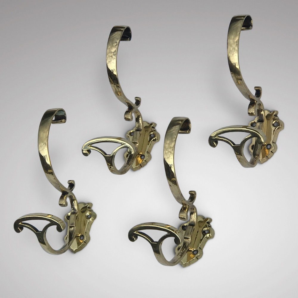 Set of 4 19th Century French Brass Hat & Coat Hooks