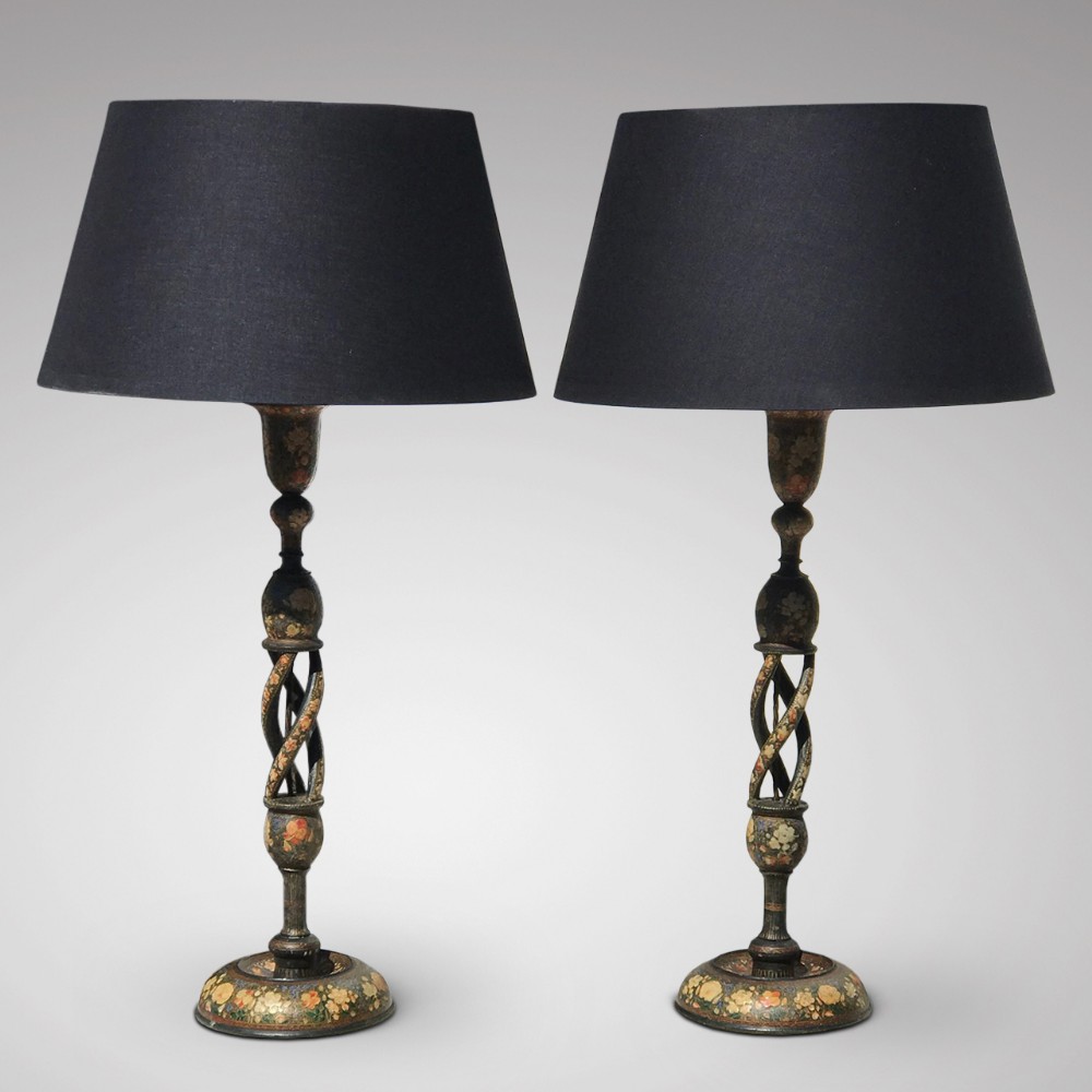 Pair of Antique Kashmiri Table Lamps