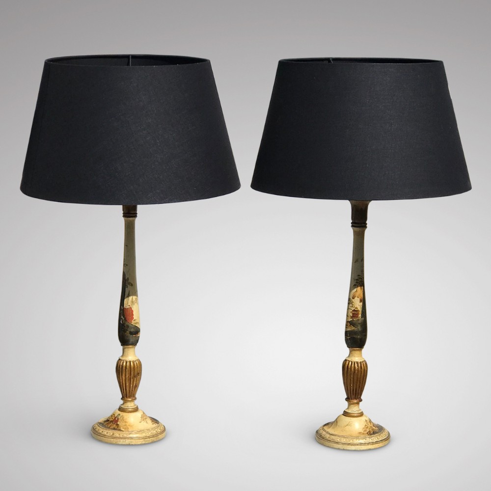 Near Pair of Chinoiserie Table Lamps