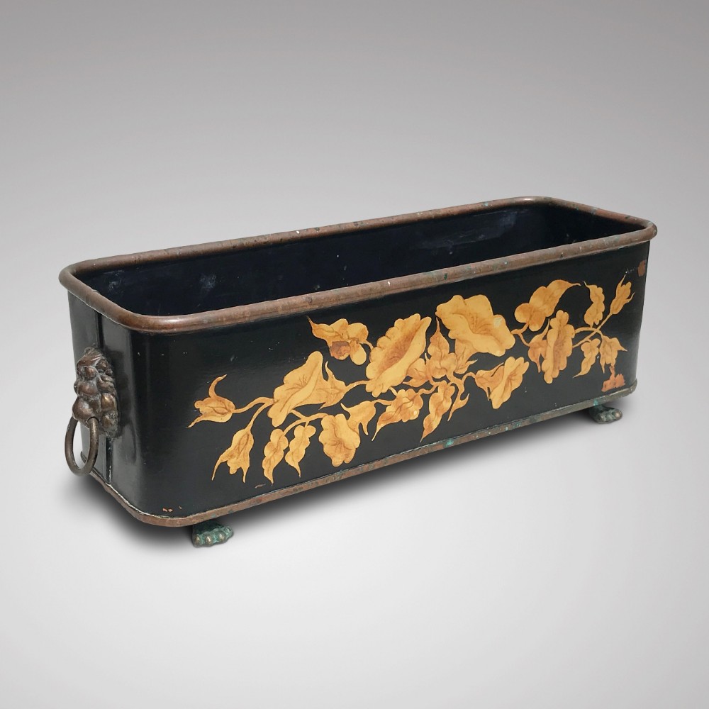 Early 20th Century Painted Copper Planter