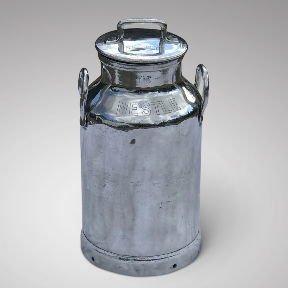 Old French Nestle Polished Aluminium Milk Churn