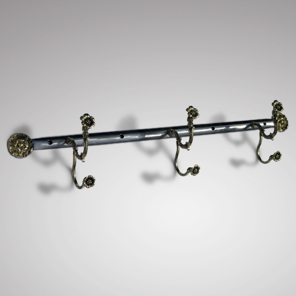 19th Century Brass & Polished Steel Hat & Coat RaCK
