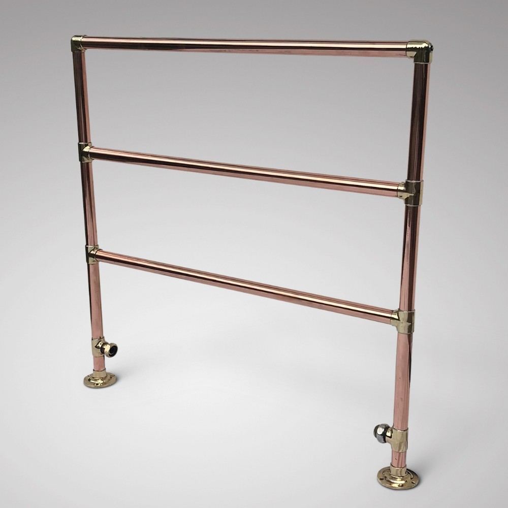 Early 20th Century Copper Towel Rail with Brass Fittings