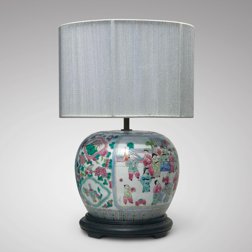 19th Century Chinese Famille Rose Table Lamp