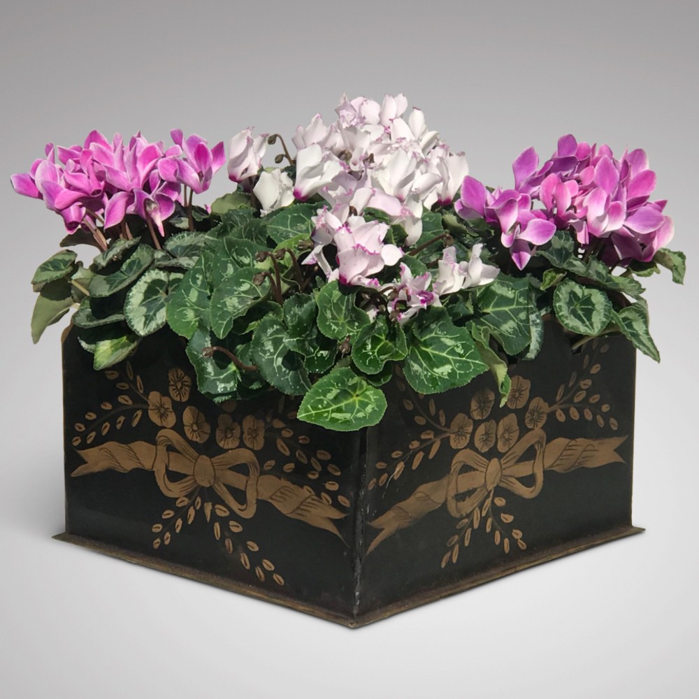Painted Toleware Planter with Castellated Top