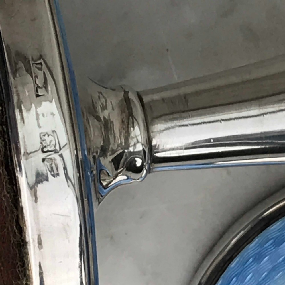 Pair of Art Deco Silver & Blue Enamel Candlesticks View VII