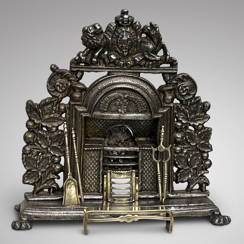 19th Century Iron Salesmans Sample Minature Fireplace  
