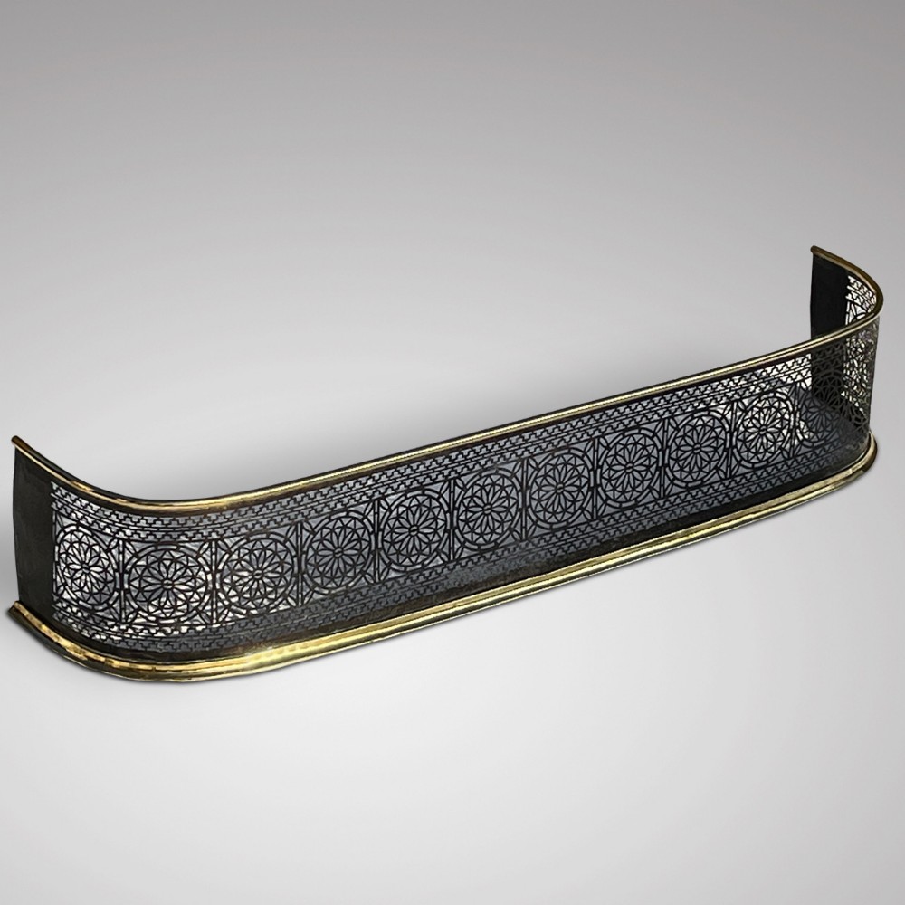 Early Victorian Pierced Steel & Brass Fender