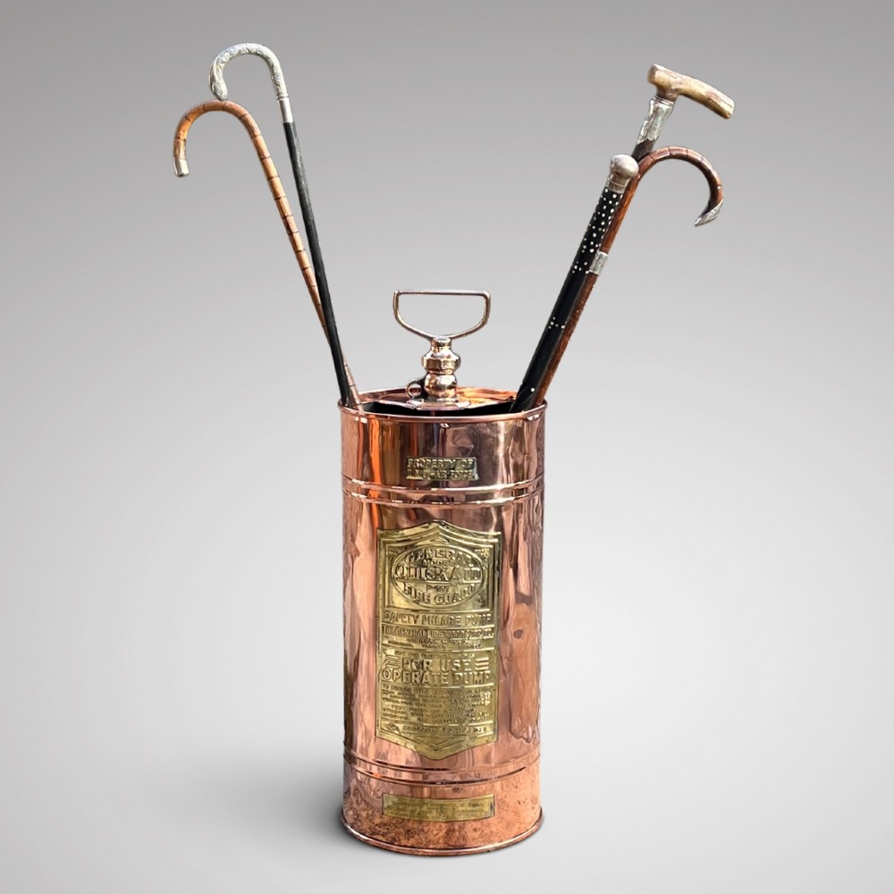 Early 20th Century Copper Fire Pump Stick Stand