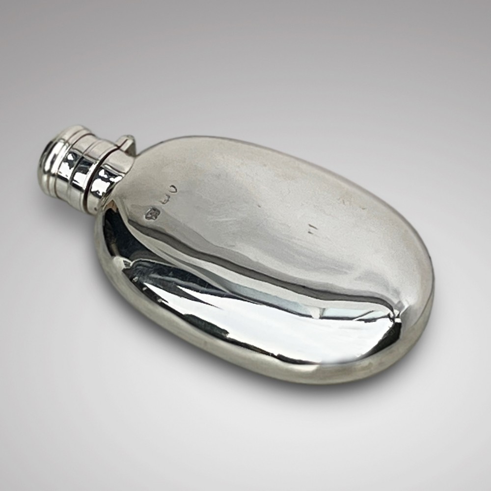 Antique Oval Silver Hip Flask
