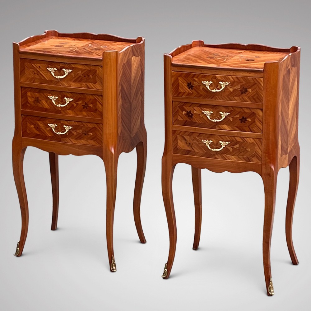 Pair of Antique Louis XV Style Kingwood Bedside Tables