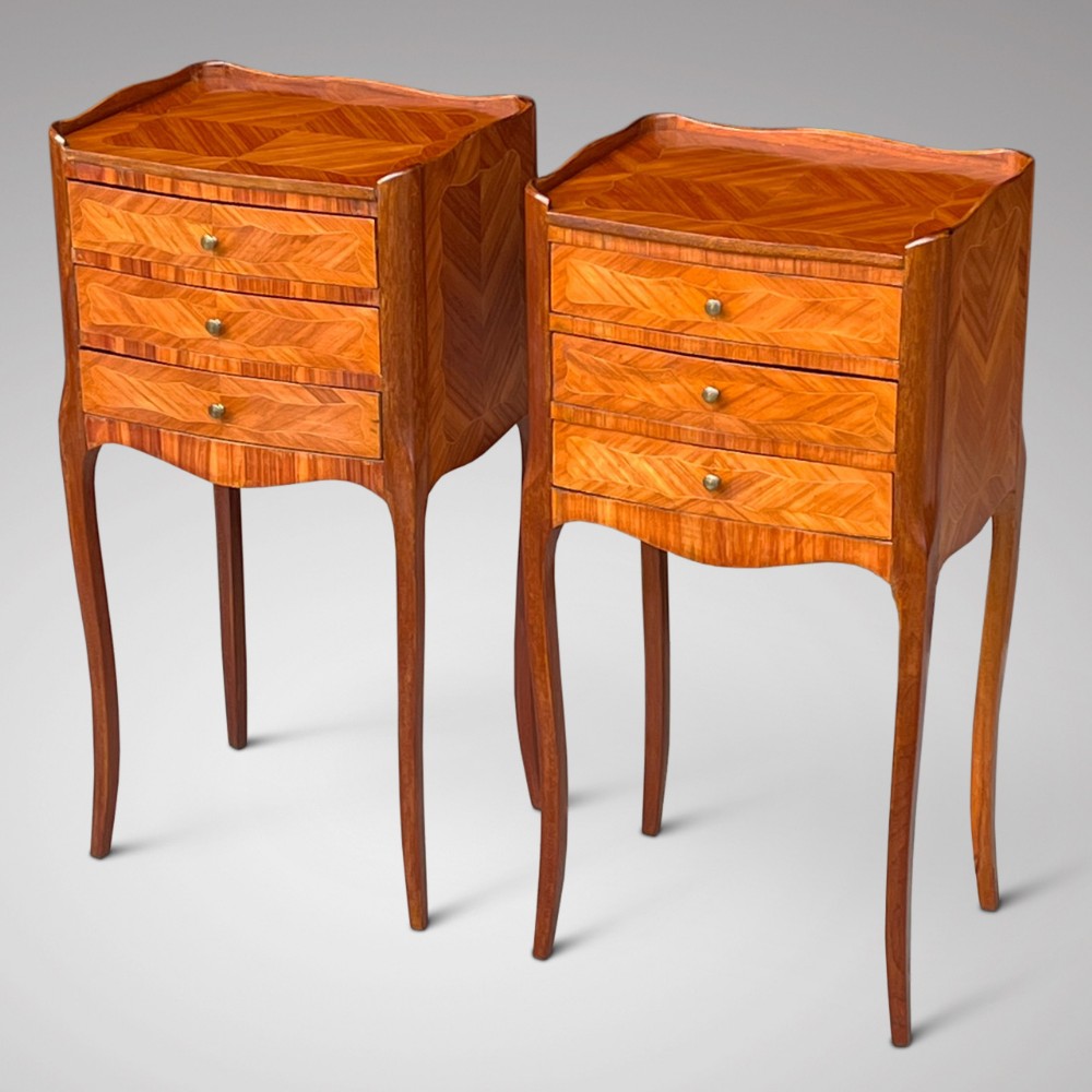 Pair of Kingwood Bedside Tables in Louis XV Style