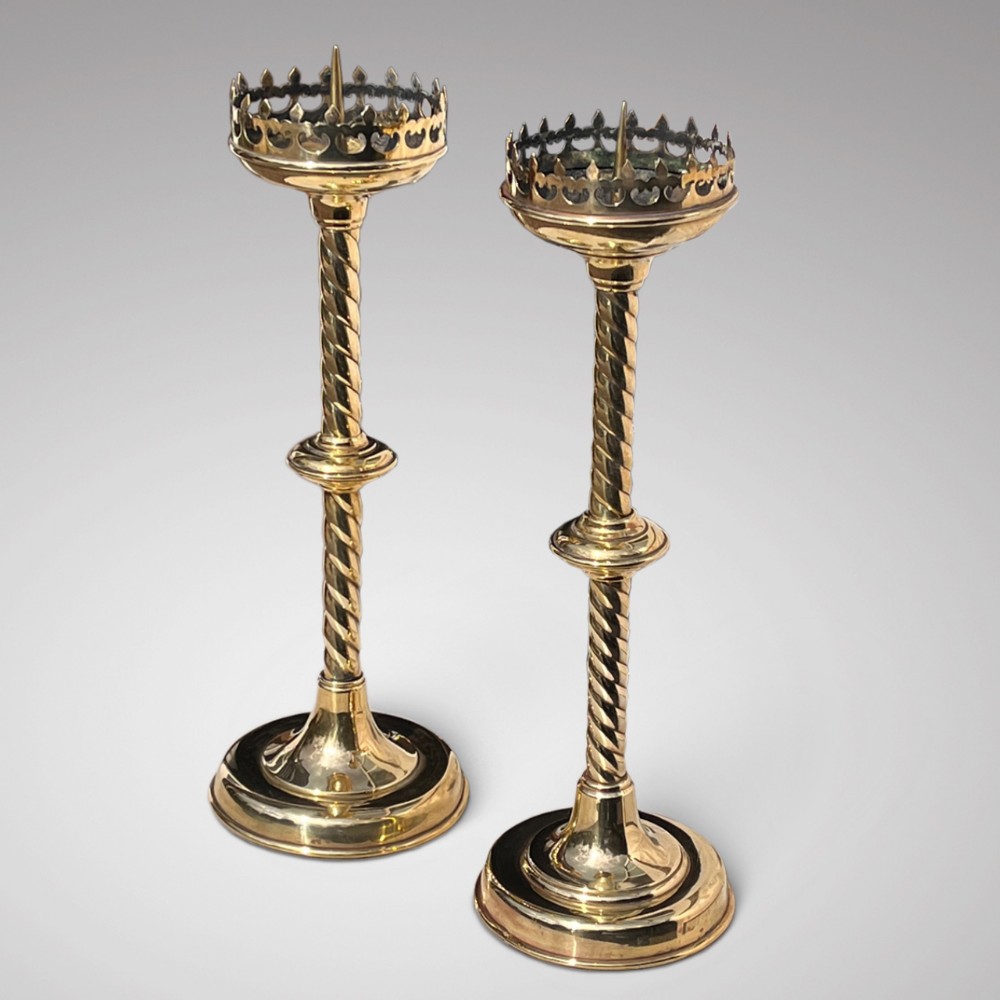 Pair of Large Brass 19th Century Prickets