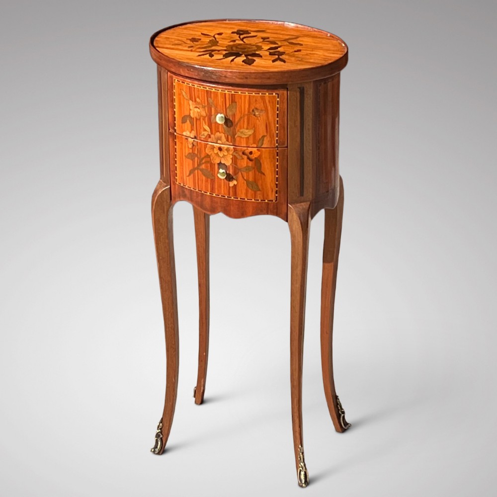Pretty French Oval Bedside Table