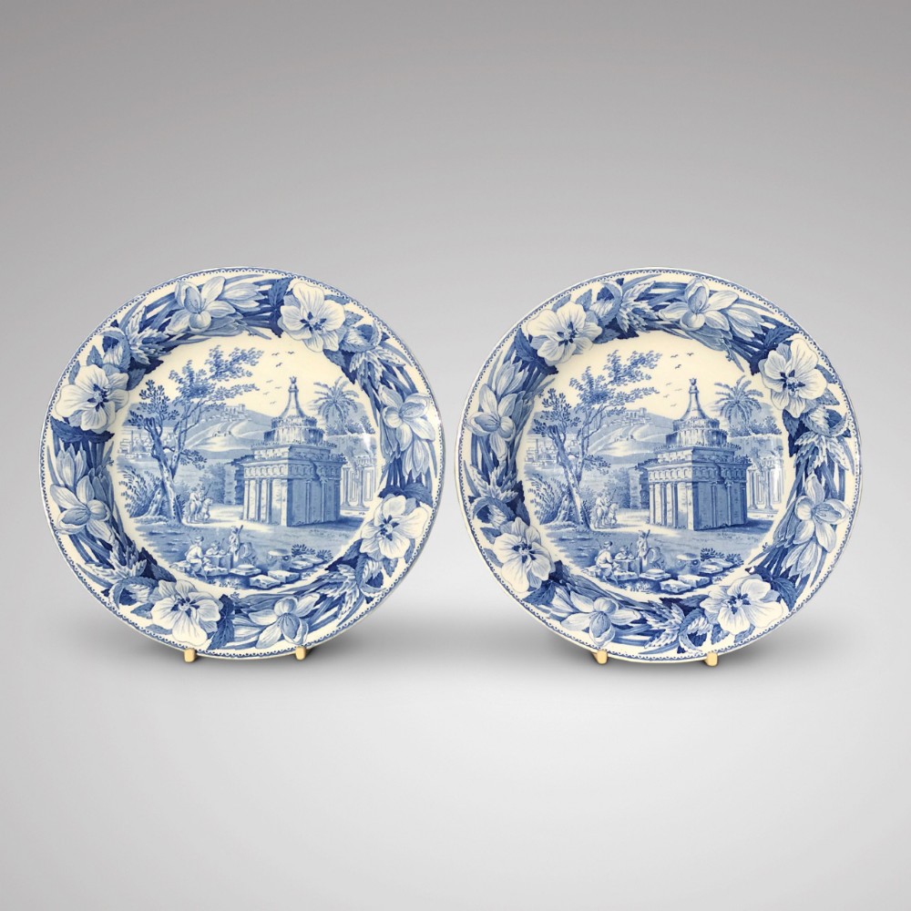 Pair of early 19th Century Wedgwood Blue & White Plates