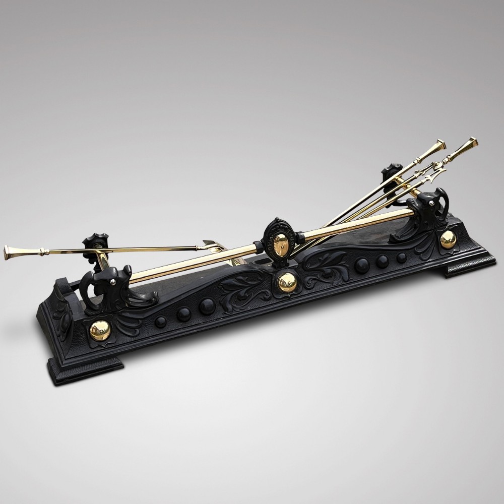 Aesthetic Period Fender with Brass Fire Irons
