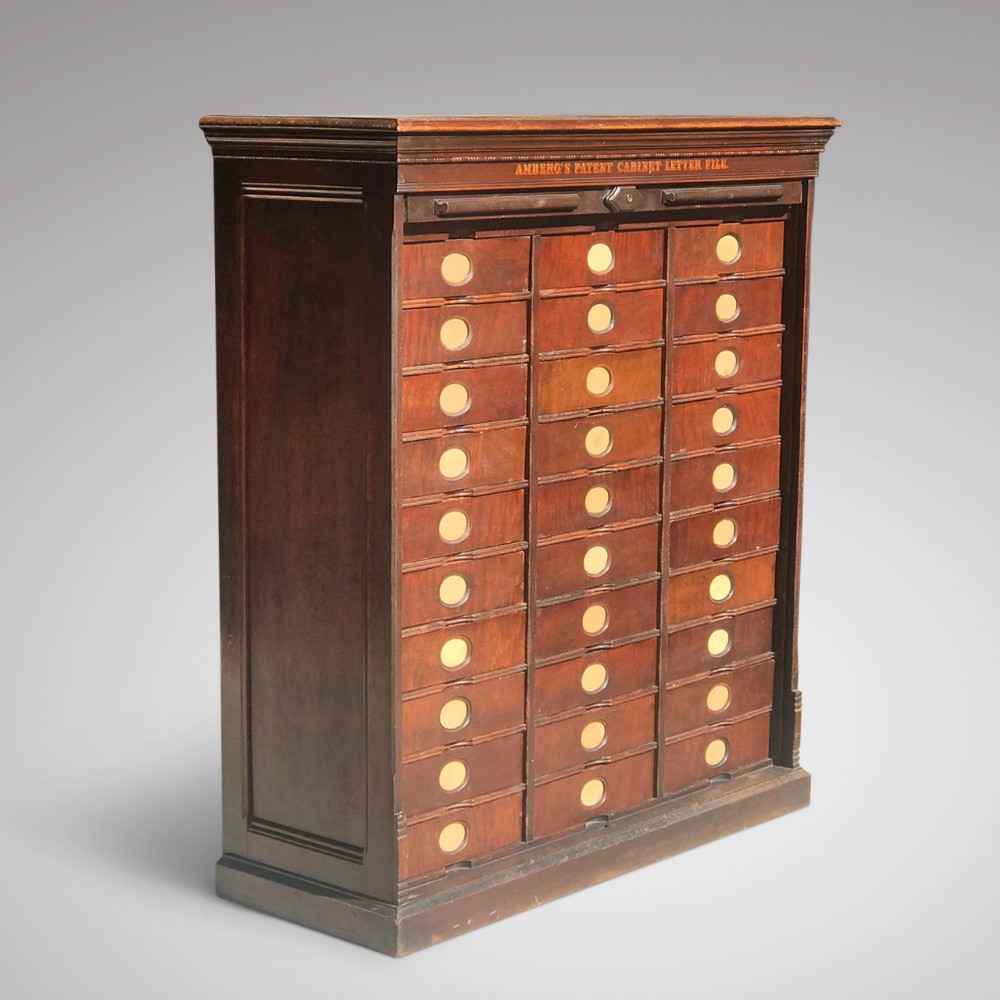 19th Century Mahogany Amberg Filing Cabinet 
