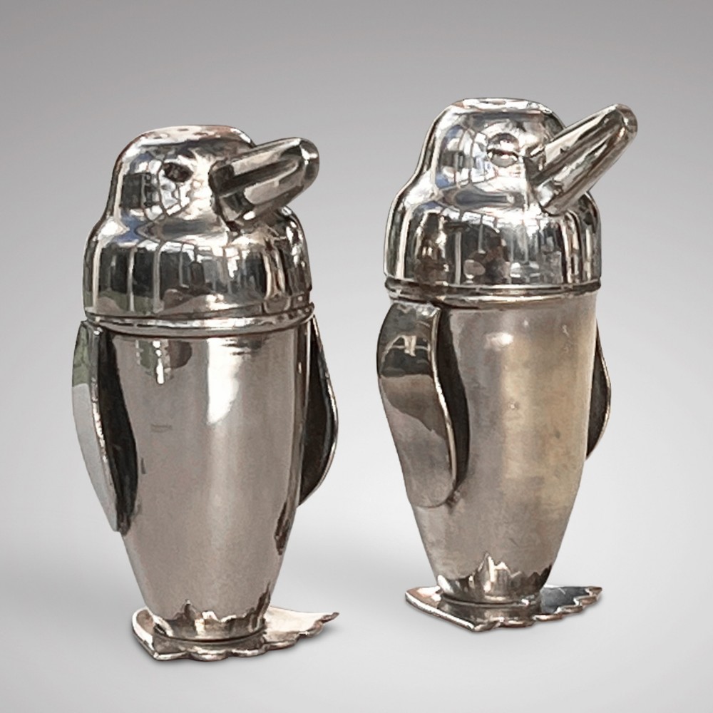 Pair of Silver Plated Penguin Pepperettes by James Deakin & Sons