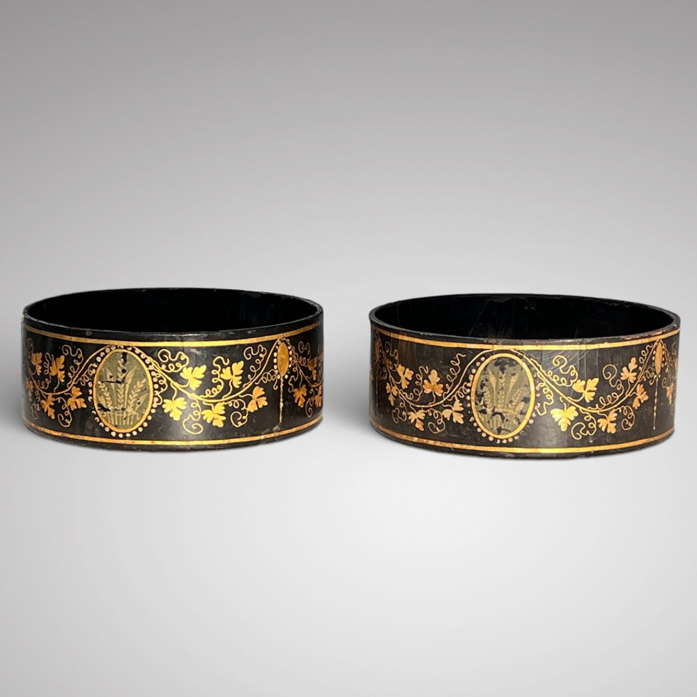 Pair of Regency Papier Mache Wine Coasters