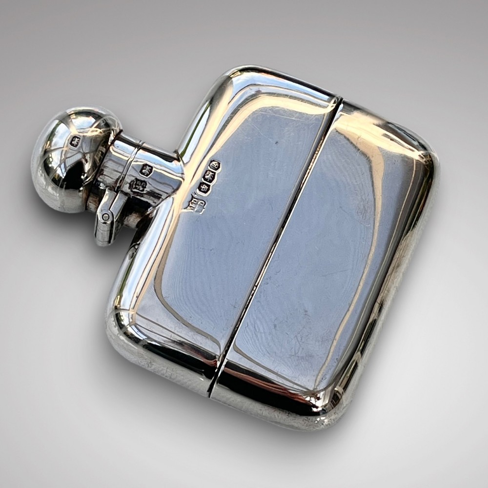 Unusual Solid Silver Hip Flask by James Deakin & Sons