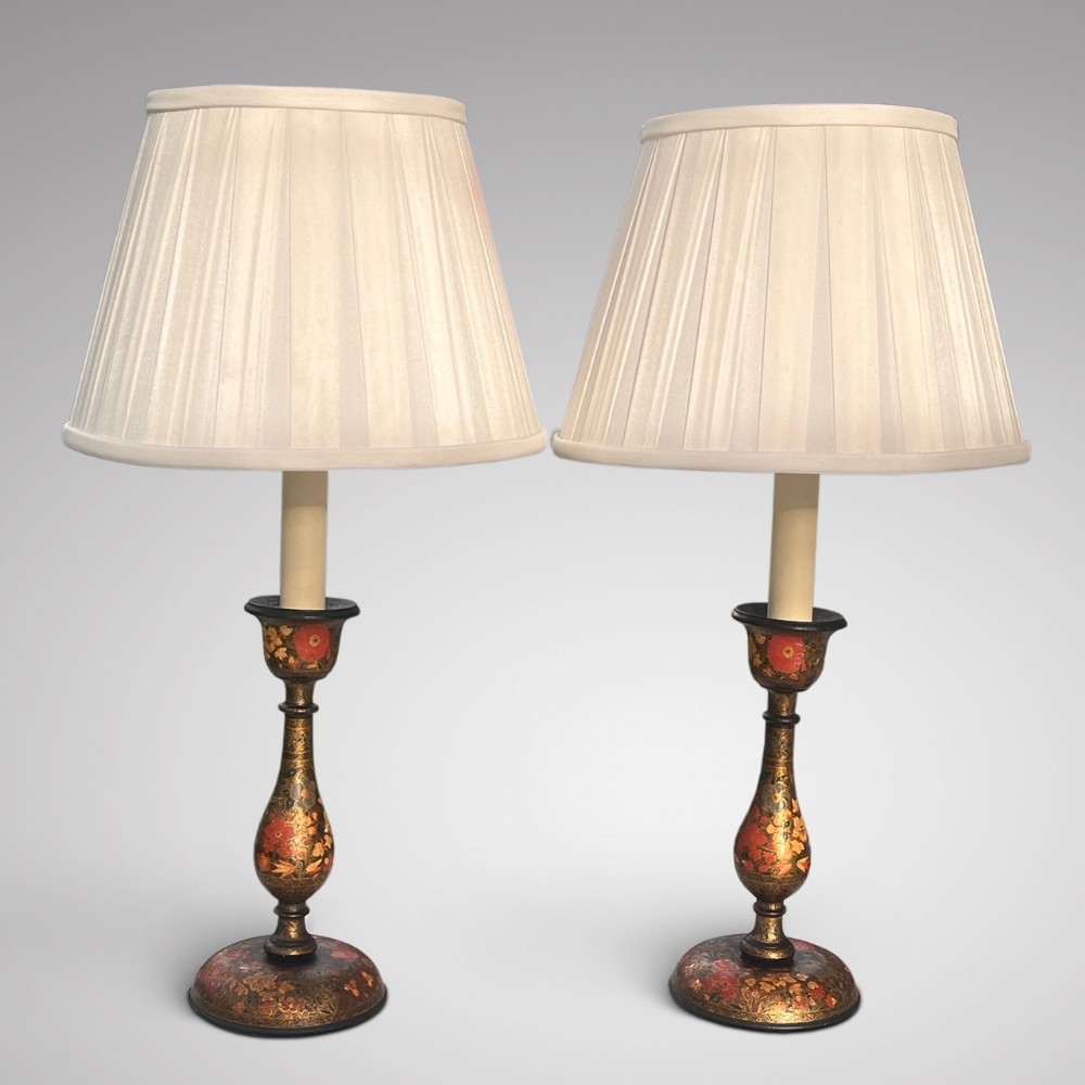 Pair of Antique Kashmiri Table Lamps