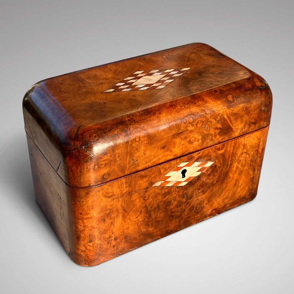 19th Century Burr Walnut Tea Caddy