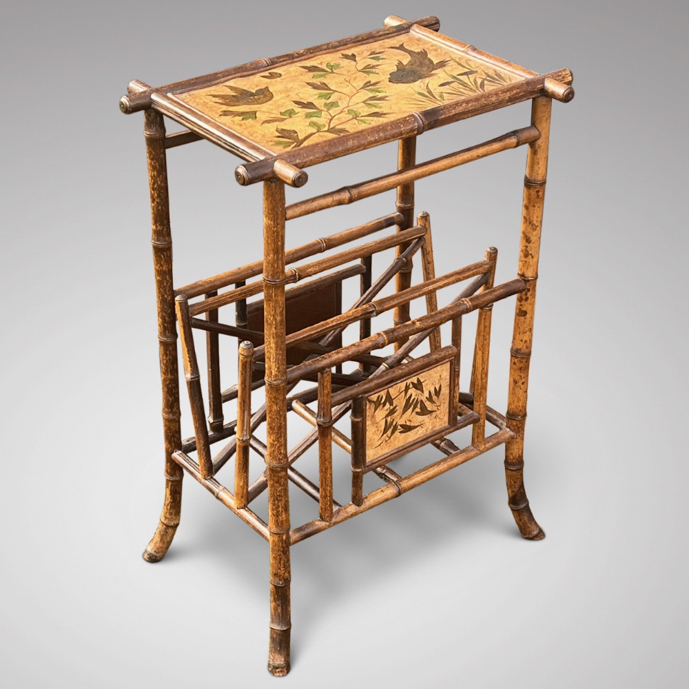 Superb 19th Century Bamboo Table with Magazine Rack