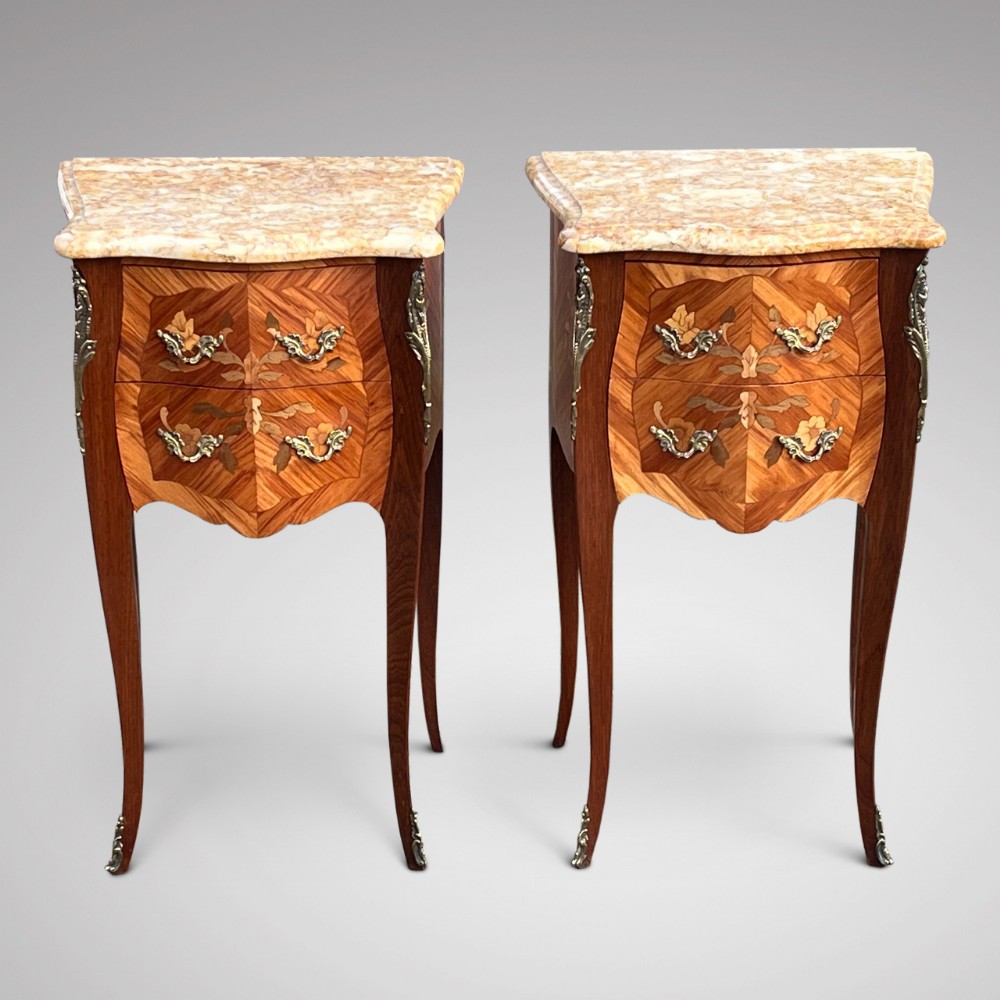 A Stunning Pair of Antique French Bedside Tables