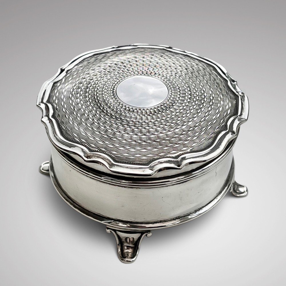 Pretty Antique Silver Circular Jewellery Box