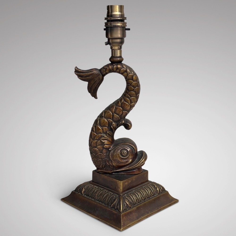 19th Century Bronze Dolphin Table Lamp